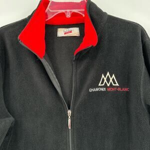 Chamonix Mont-Blanc Ski Resort Paul Lucas Black Fleece Zip Up Jacket Large